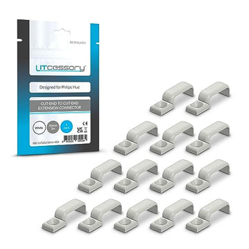 Litcessory Lightstrip Mounting Clip for Philips HUE Lightstrip - 50 Pack, Transparent, Strong, Removable - Includes Wood Screws - Easy Installation
